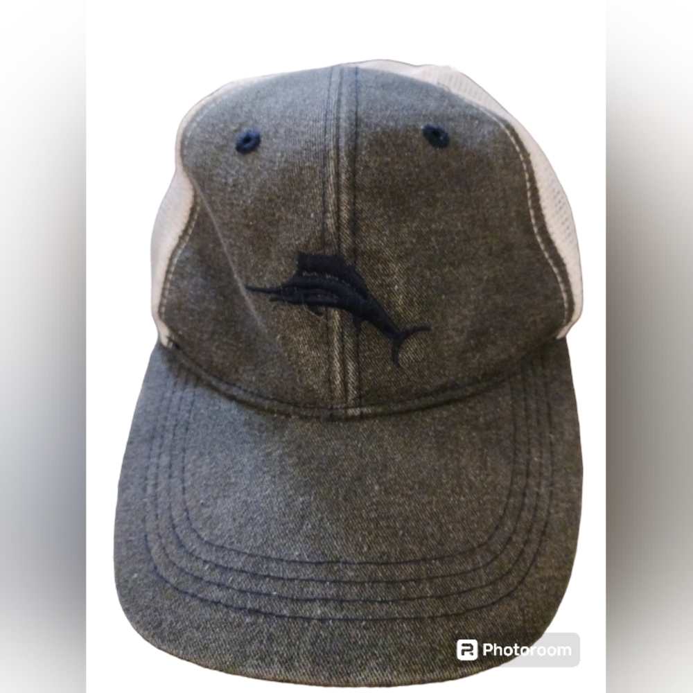 Tommy Bahama Unisex one size trucker cap with large embroidered marlin.
